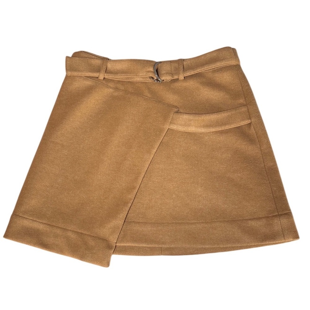 Maeve Skirt Women Size 4 Brown Wool Blend Wrap Belted Mini Academic Preppy